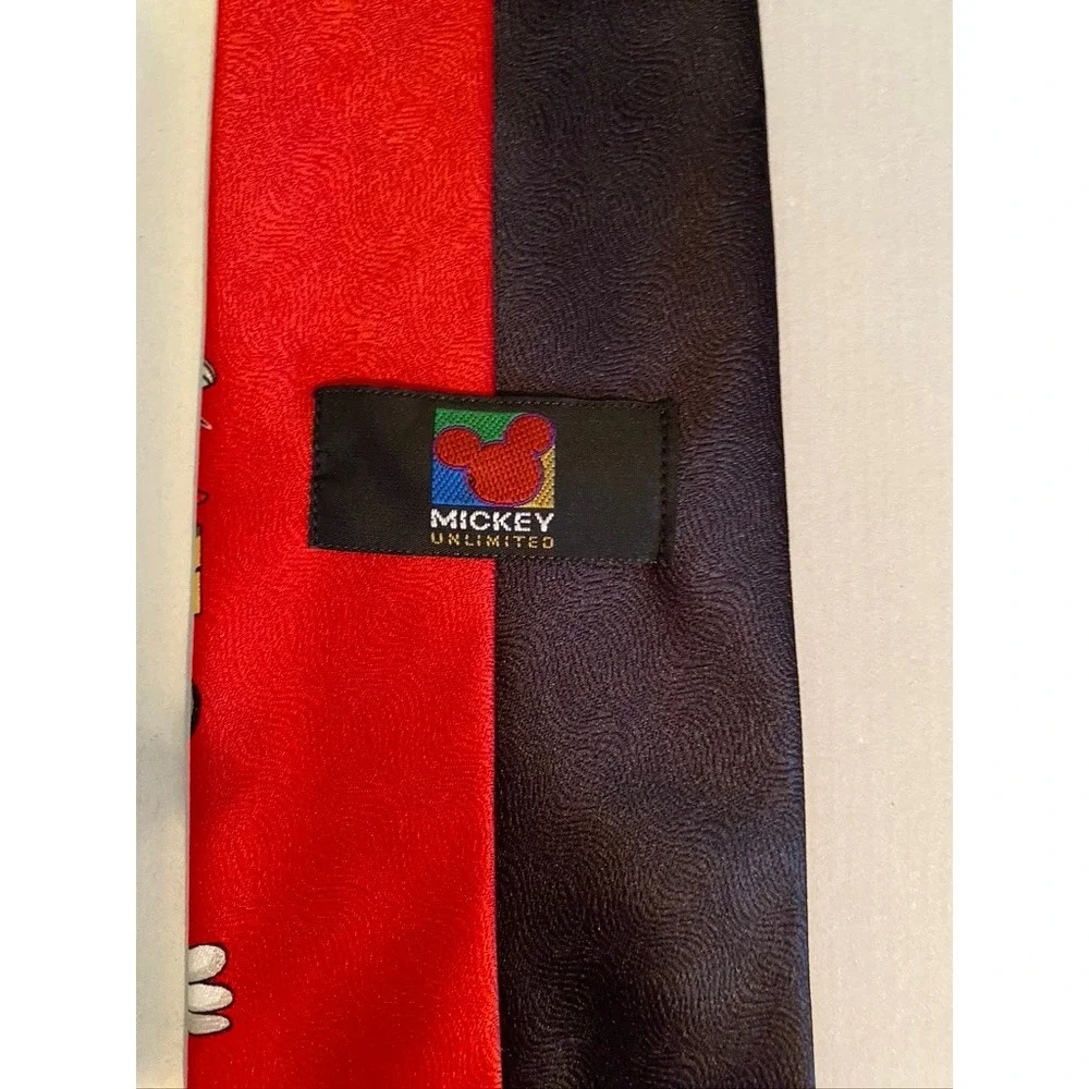 Mickey Unlimited Disney Mickey Mouse Bandleader Red Black Silk Feel Necktie